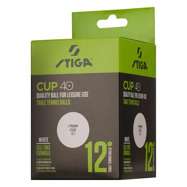 Мяч для наст. тенниса Stiga Cup ABS, 1110-2510-12, диам.40+мм, пластик, упак. 12 шт, белый за 1&nbsp;774.80 ₽ в Химках