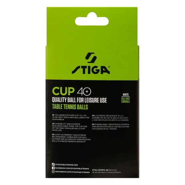 Мяч для наст. тенниса Stiga Cup ABS, 1110-2510-12, диам.40+мм, пластик, упак. 12 шт, белый за 1&nbsp;774.80 ₽ в Химках