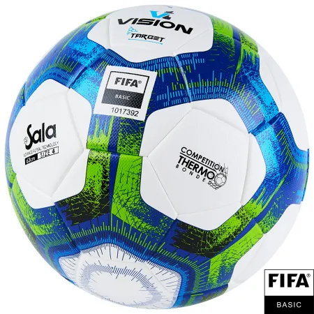 Мяч футзал. VISION Target, FS324094, FIFA Basic, р.4, 32 п. PU, 3 подкл.сл, термосшивка, бело-синий за 3&nbsp;519 ₽ купить в Химках