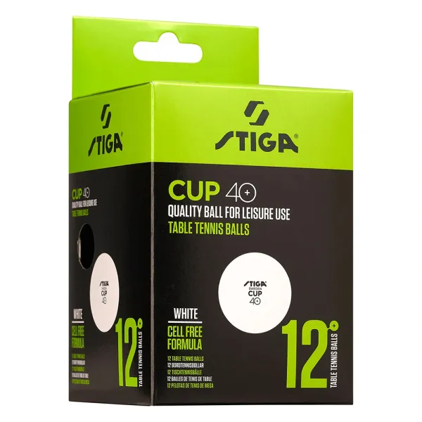 Мяч для наст. тенниса Stiga Cup ABS, 1110-2510-12, диам.40+мм, пластик, упак. 12 шт, белый за 1&nbsp;774.80 ₽ в Химках