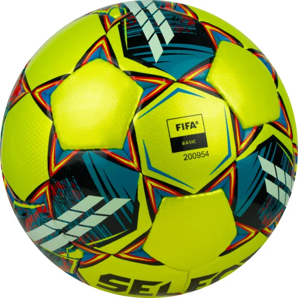 Мяч футзал. SELECT Futsal Mimas, 1053460550, р.4,FIFA Basic, 32 пан, гл.ПУ, руч.сш, жел-сине-красный за 6&nbsp;303.60 ₽ в Химках