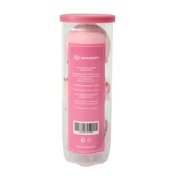 Мяч для падела NS Sakura, UAA2, уп.3 шт, сукно, нат.резина, розовый за 824.50 ₽ в Химках