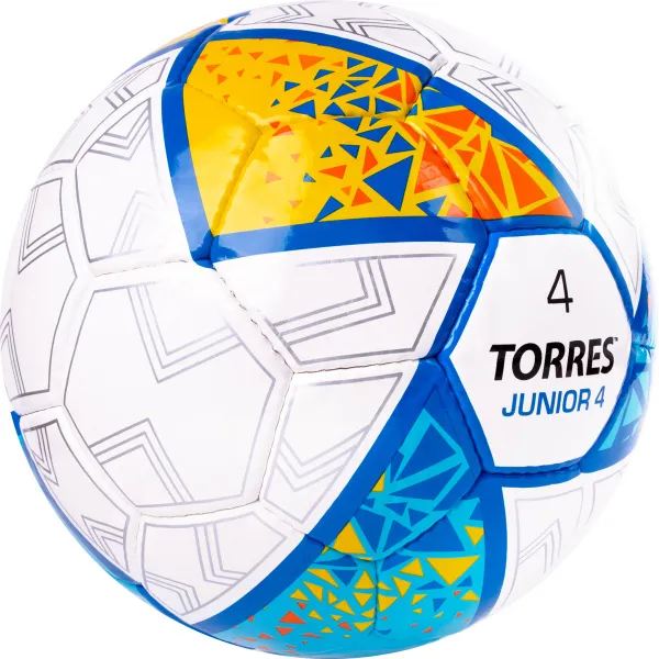 Мяч футб. TORRES Junior-4, F323804, р.4,глянц.ПУ, 4 сл, 32п, руч.сш, бел-жел-гол за 2&nbsp;070.60 ₽ в Химках